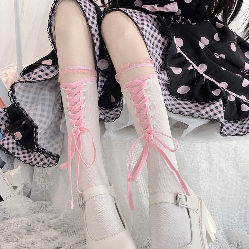 Cross strap calf socks    HA1727