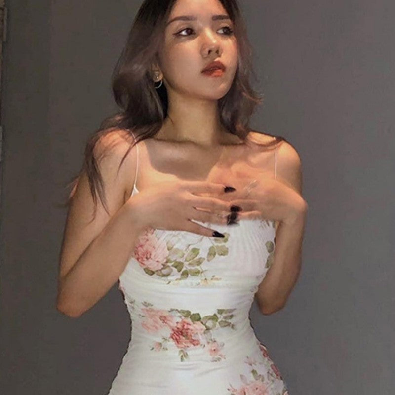Mesh floral suspender dress HA1583
