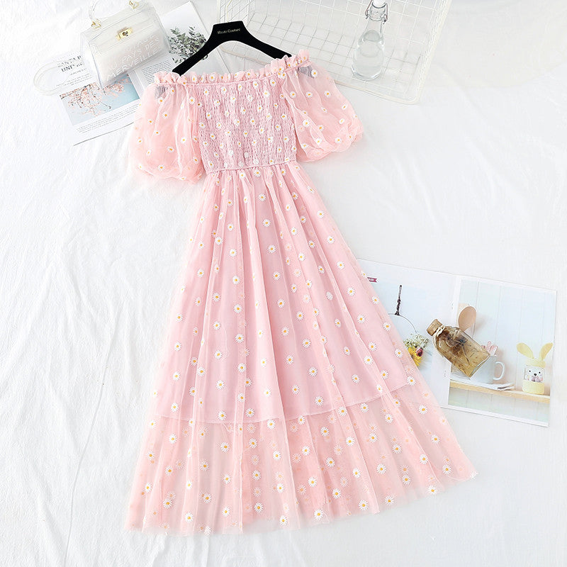 Daisy Embroidered Mesh Dress  HA0791