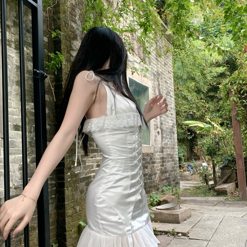 Sweet Slim Satin Slip Dress   HA0594