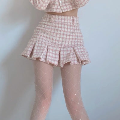 White silk diamond mesh net socks   HA0510