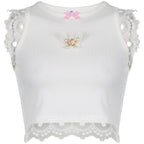 Butterfly three-dimensional white vest  HA0639
