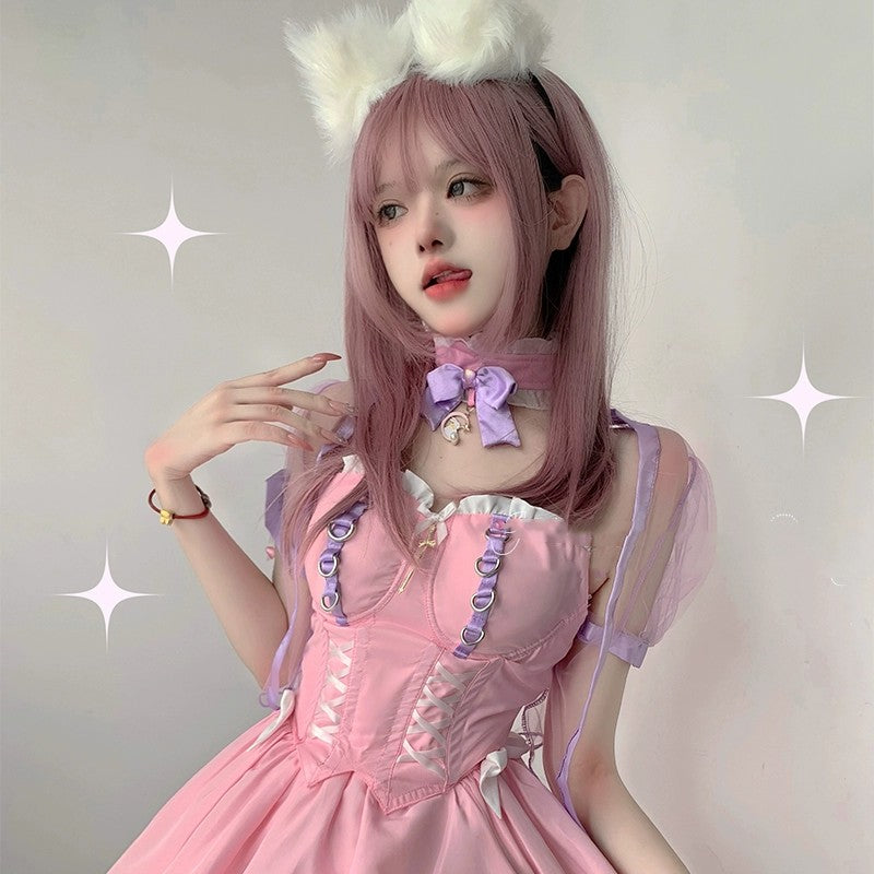 Cute cos pink dress HA1634
