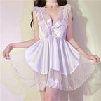 Bow knot home v-neck suspender nightdress    HA0891
