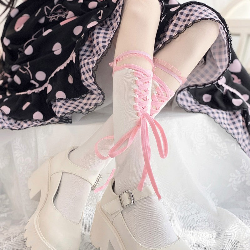 Cross strap calf socks    HA1727
