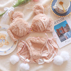 Plush Embroidered Bear Bra Set   HA1287
