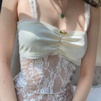 Lace stitching micro sheer camisole   HA1579