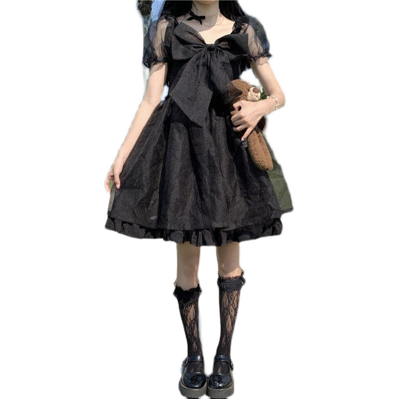 Cute Bow Puff Sleeve Fairy Dress    HA0353