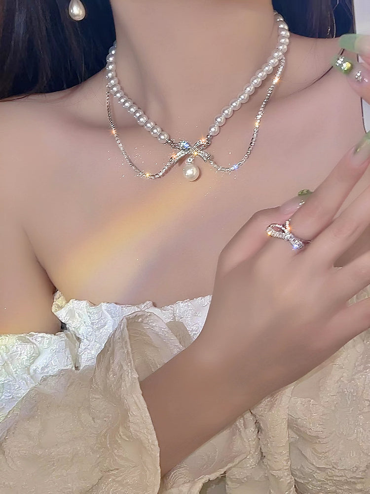 Sparkling Pearl Necklace HA0971