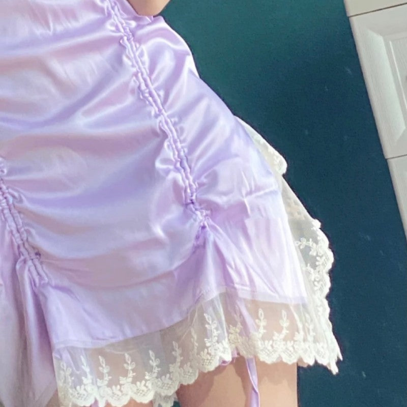 French satin lace nightdress   HA1581