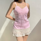Sweetheart Pink Lace Sling Top    HA0638