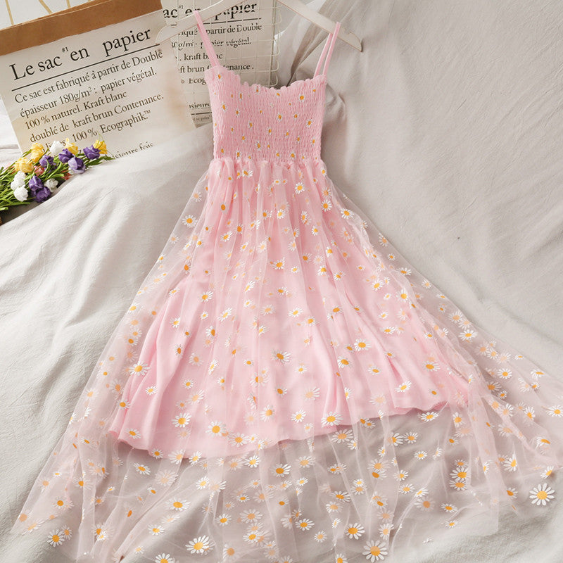 Super fairy daisy mesh suspender dress  HA0864
