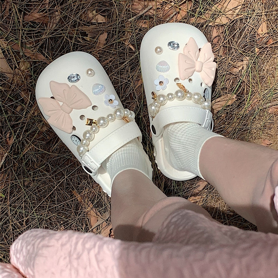 Sweet Pearl Bow Beach Slippers    HA0837