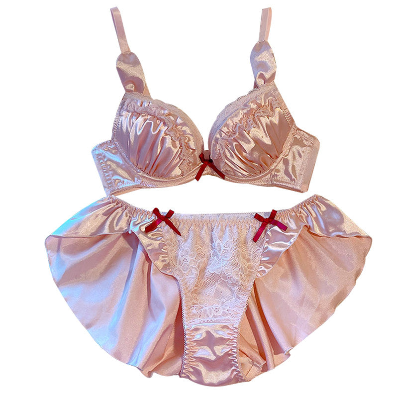 Pink lingerie lotus leaf bra set  HA0835