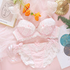 Cute Loli Plaid Bra Set  HA0401