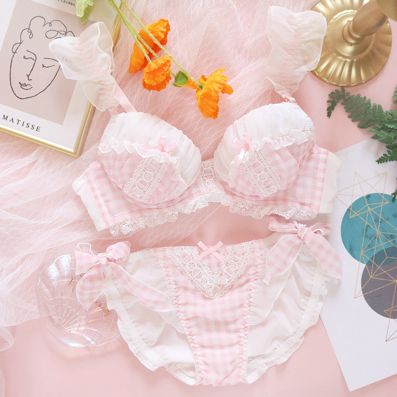 Cute Loli Plaid Bra Set  HA0401