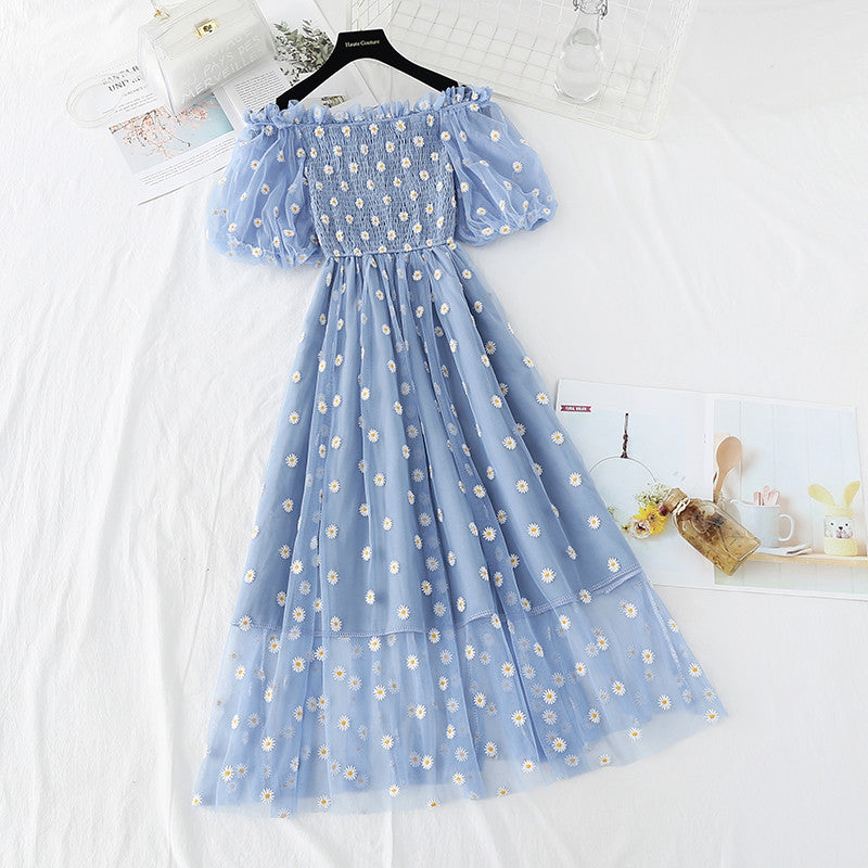 Daisy Embroidered Mesh Dress  HA0791