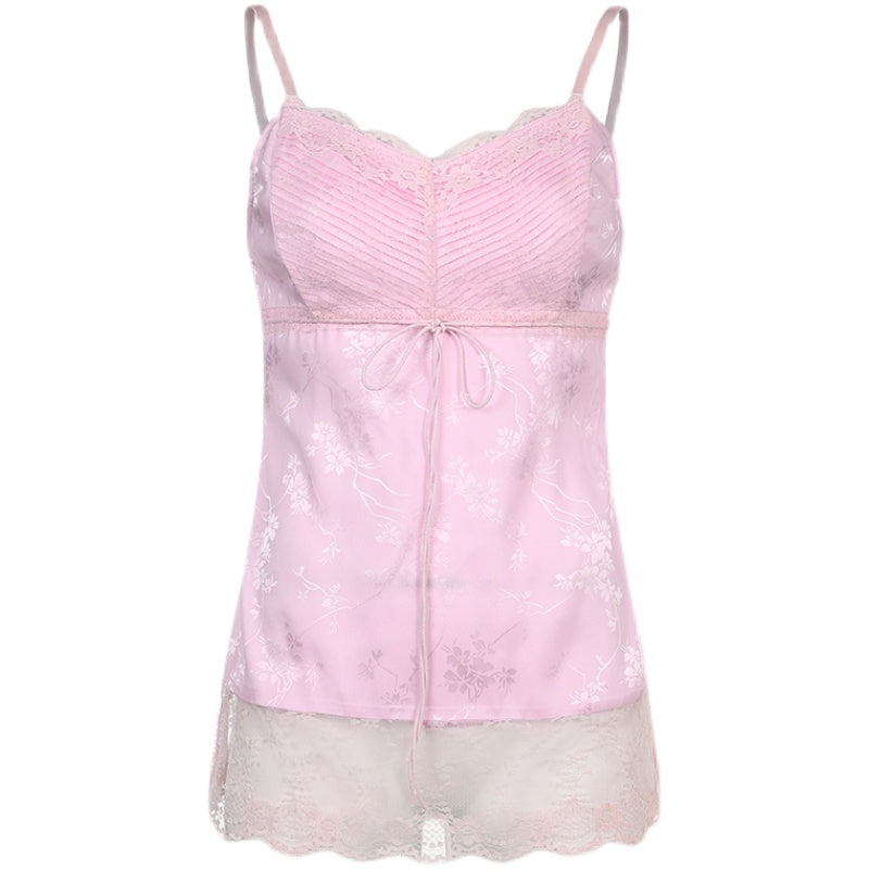 Sweetheart Pink Lace Sling Top    HA0638