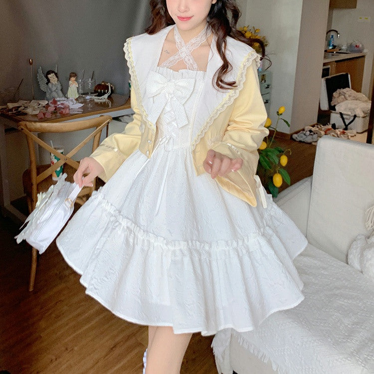 Sweet White Slip Dress Bow Dress  HA0757